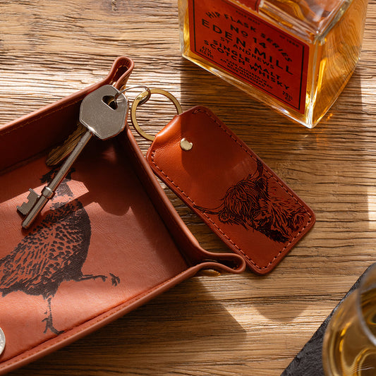 Highland Cow Leather Keyring by Selbrae House