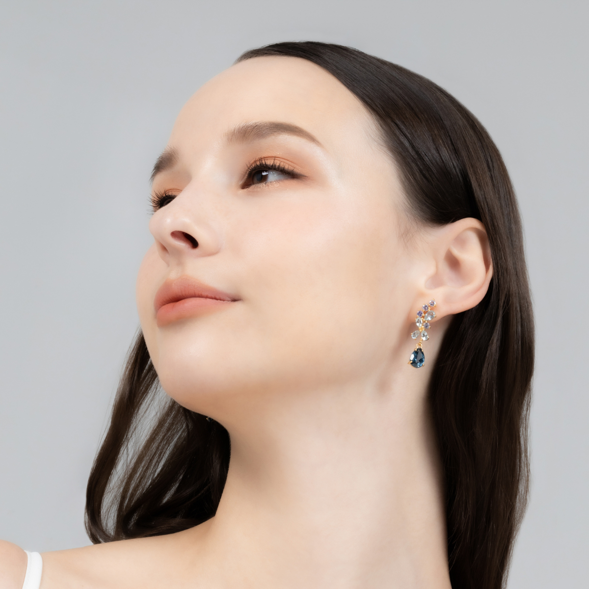 Blue Gemstone Drop Earrings in 18k Gold Vermeil by Vianne Jewellery