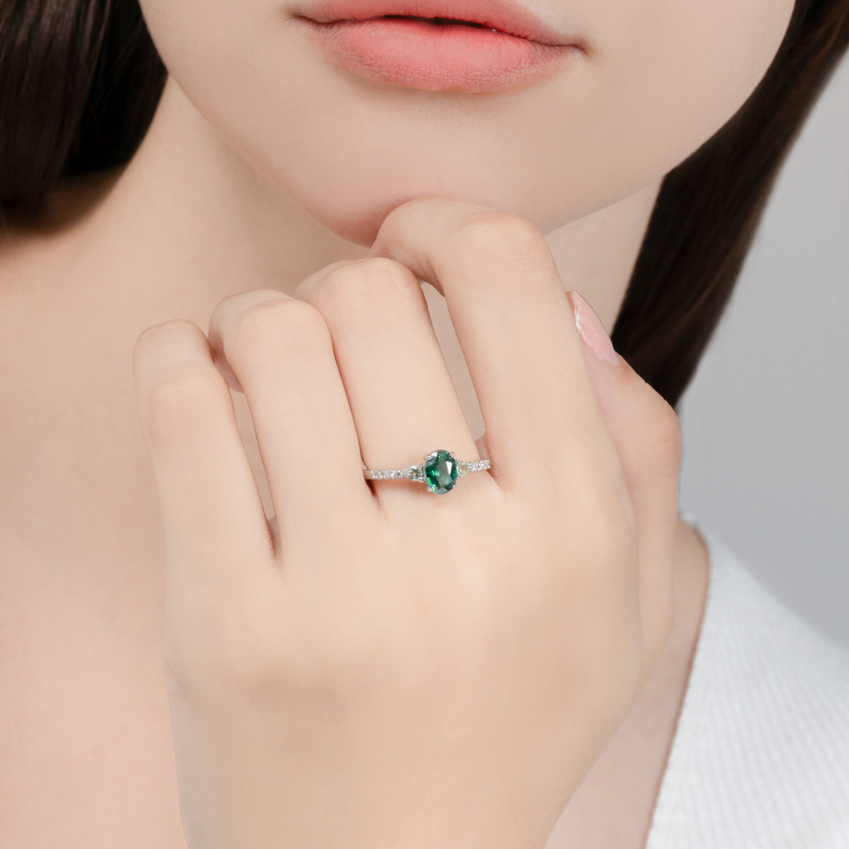Green Topaz and Green Tourmaline Ring in Sterling Silver by Vianne Jewellery
