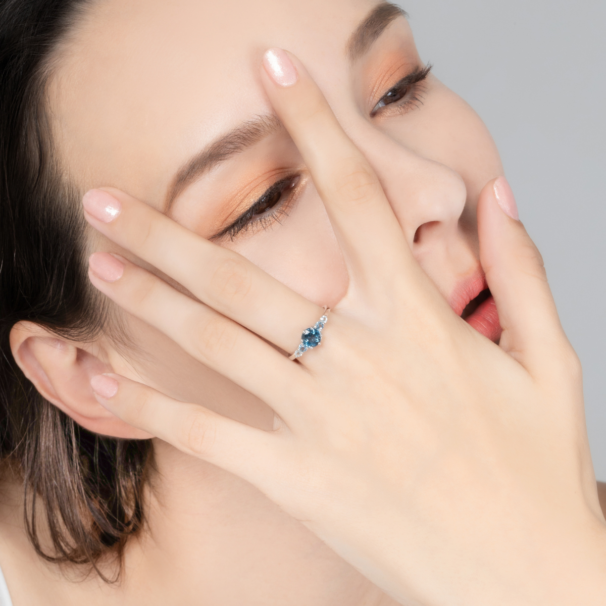 Ombre Blue Topaz Five Stone Ring in Sterling Silver by Vianne Jewellery