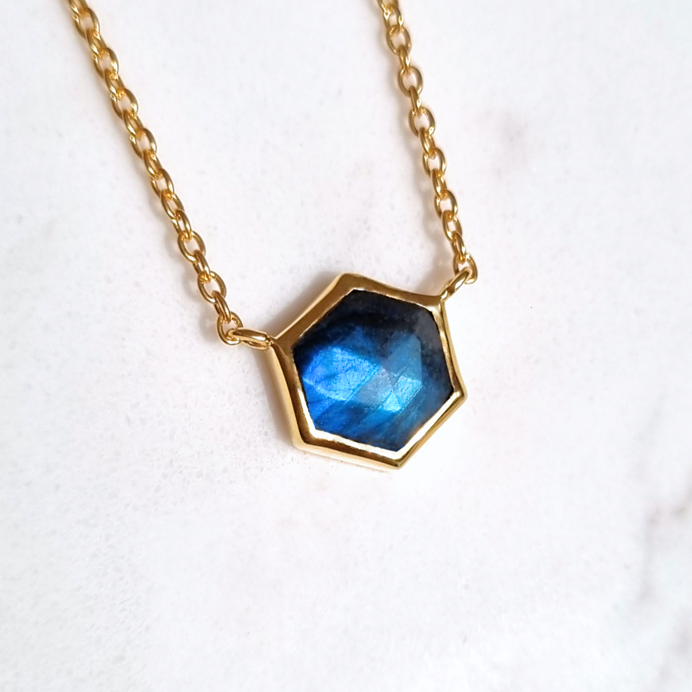 Labradorite Necklace in 18k Gold Vermeil by Vianne Jewellery