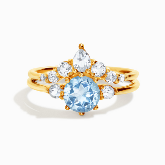 Selene Blue Topaz Ring Set in 18k Gold Vermeil by Vianne Jewellery