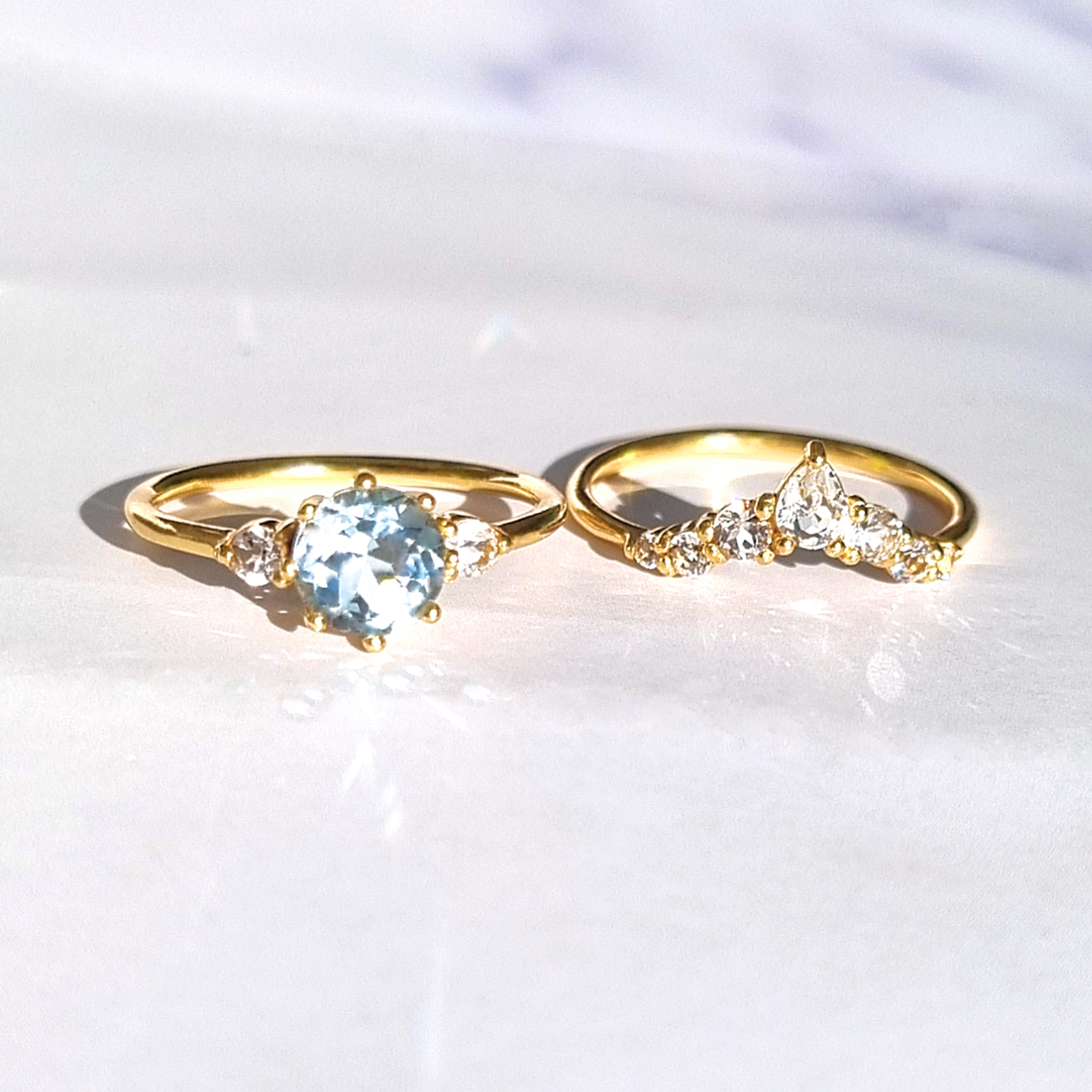 Selene Blue Topaz Ring Set in 18k Gold Vermeil by Vianne Jewellery