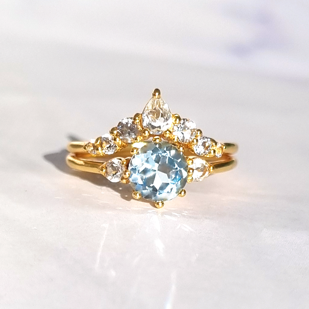 Selene Blue Topaz Ring Set in 18k Gold Vermeil by Vianne Jewellery