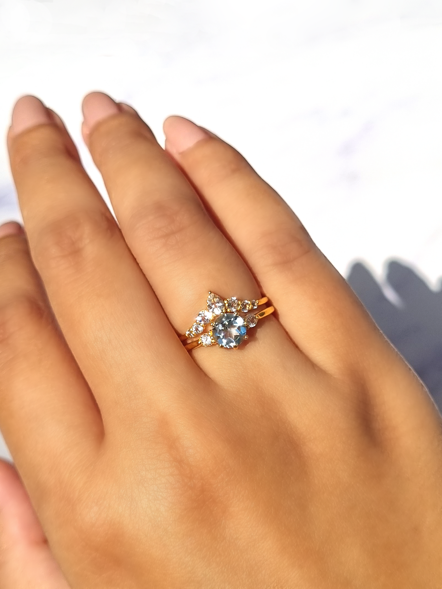 Selene Blue Topaz Ring Set in 18k Gold Vermeil by Vianne Jewellery