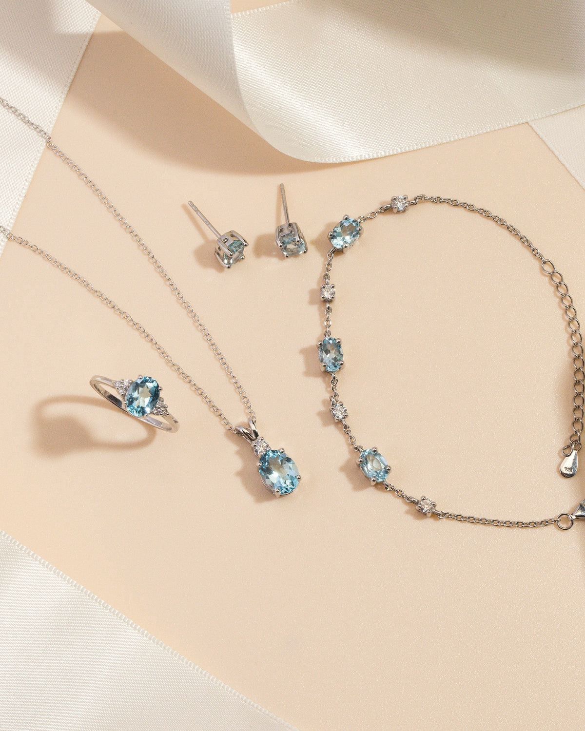 Mini Set 2 - Blue Topaz Jewellery Set in Sterling Silver by Vianne Jewellery