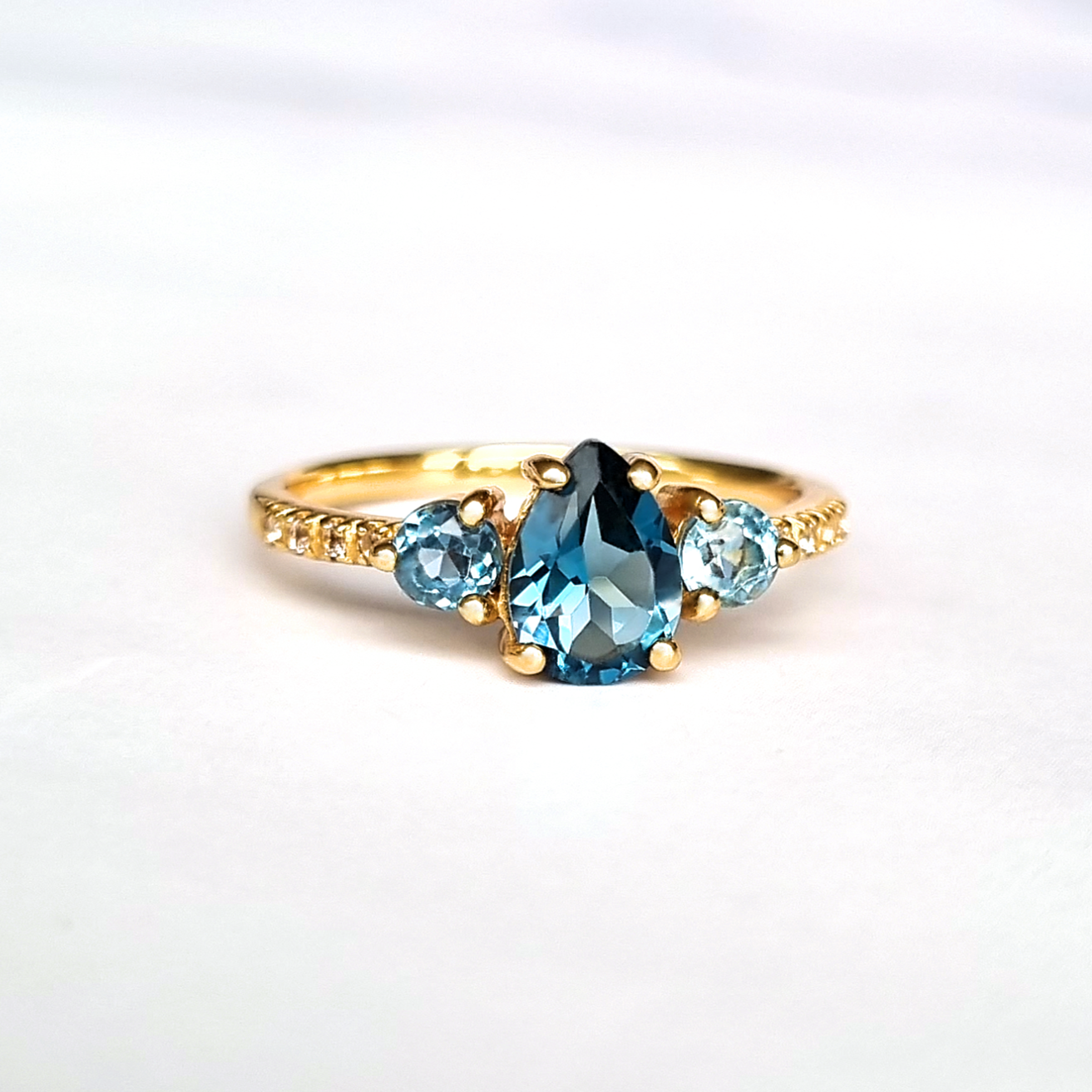 London Blue and Swiss Blue Topaz Ring in 18k Gold Vermeil by Vianne Jewellery