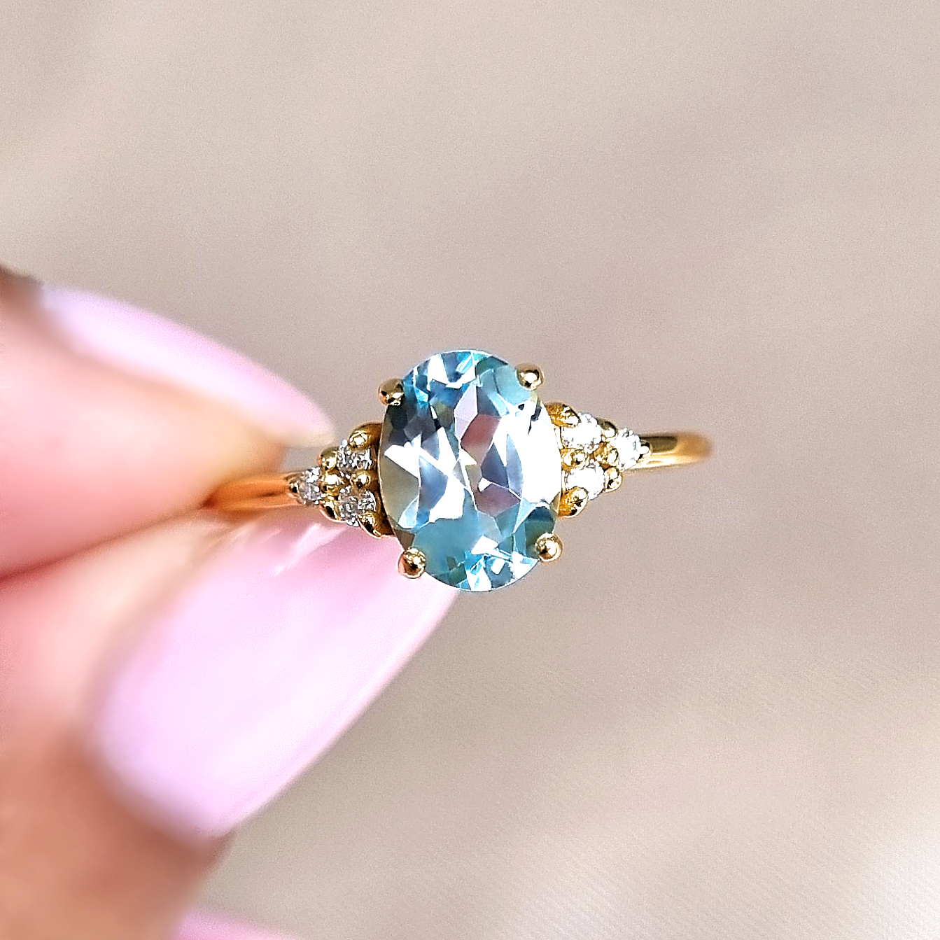 Sky Blue Topaz Ring in 18k Gold Vermeil by Vianne Jewellery