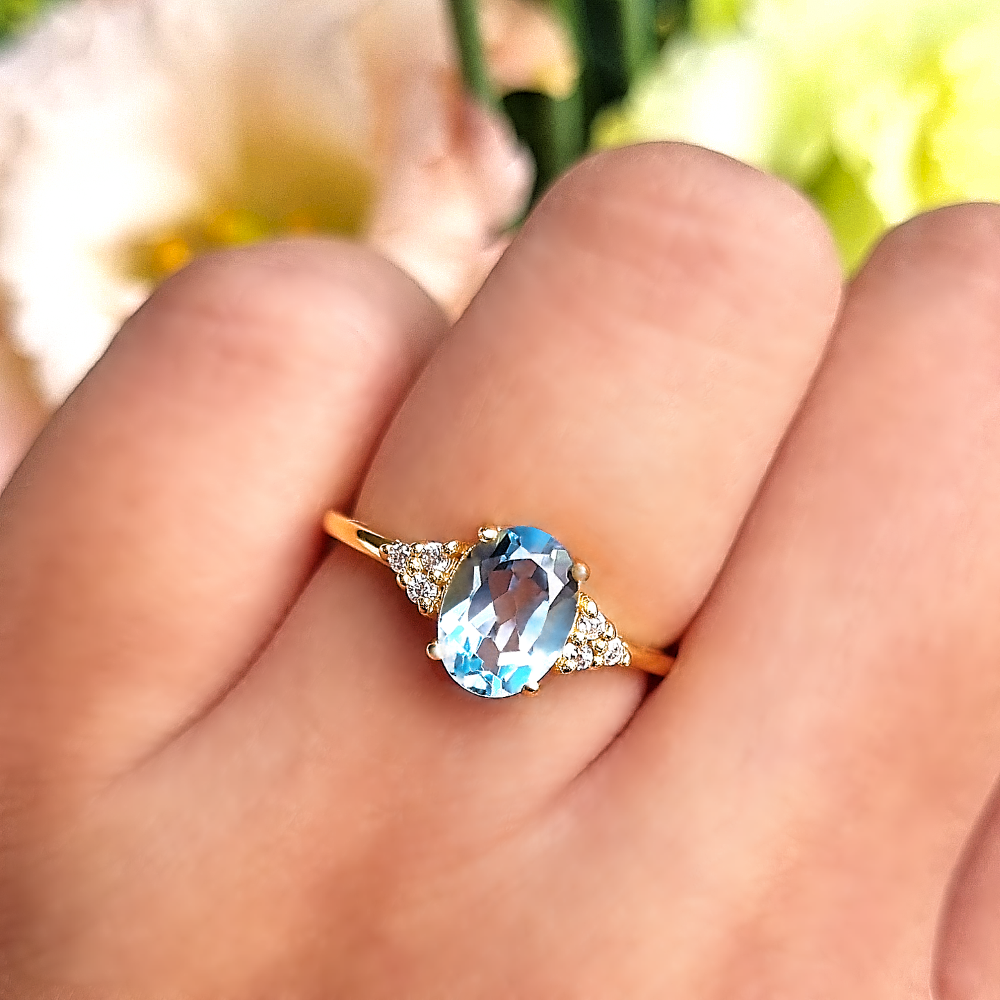 Sky Blue Topaz Ring in 18k Gold Vermeil by Vianne Jewellery
