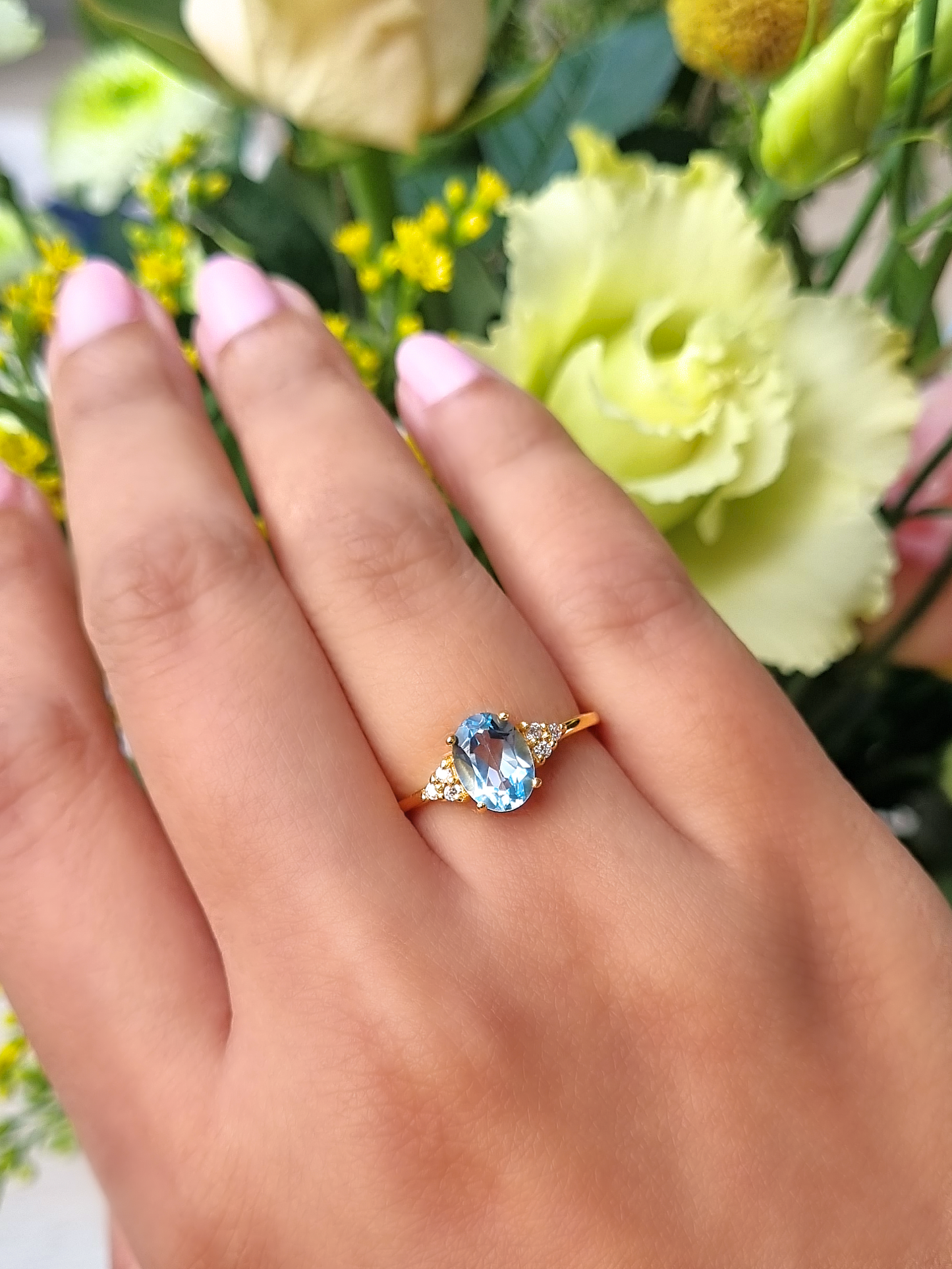 Sky Blue Topaz Ring in 18k Gold Vermeil by Vianne Jewellery