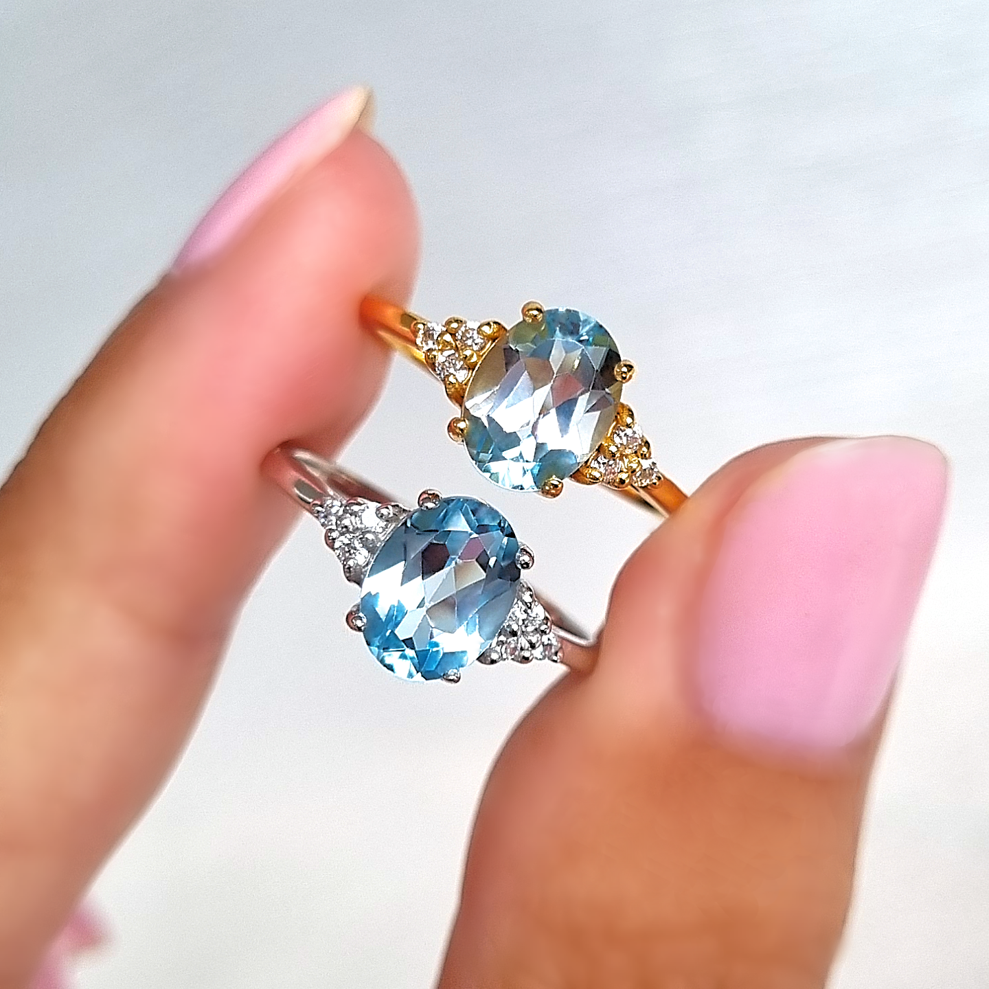 Sky Blue Topaz Ring in 18k Gold Vermeil by Vianne Jewellery