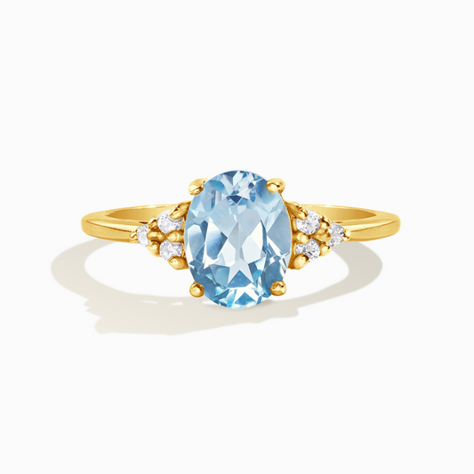 Sky Blue Topaz Ring in 18k Gold Vermeil by Vianne Jewellery