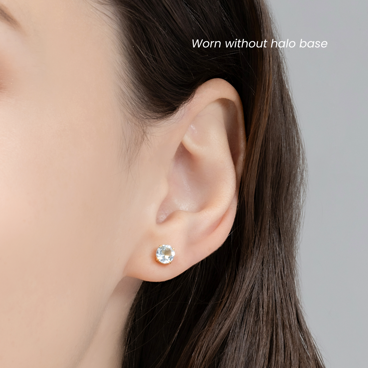 Blue Topaz Halo Stud Earrings with Jackets in 18k Gold Vermeil by Vianne Jewellery