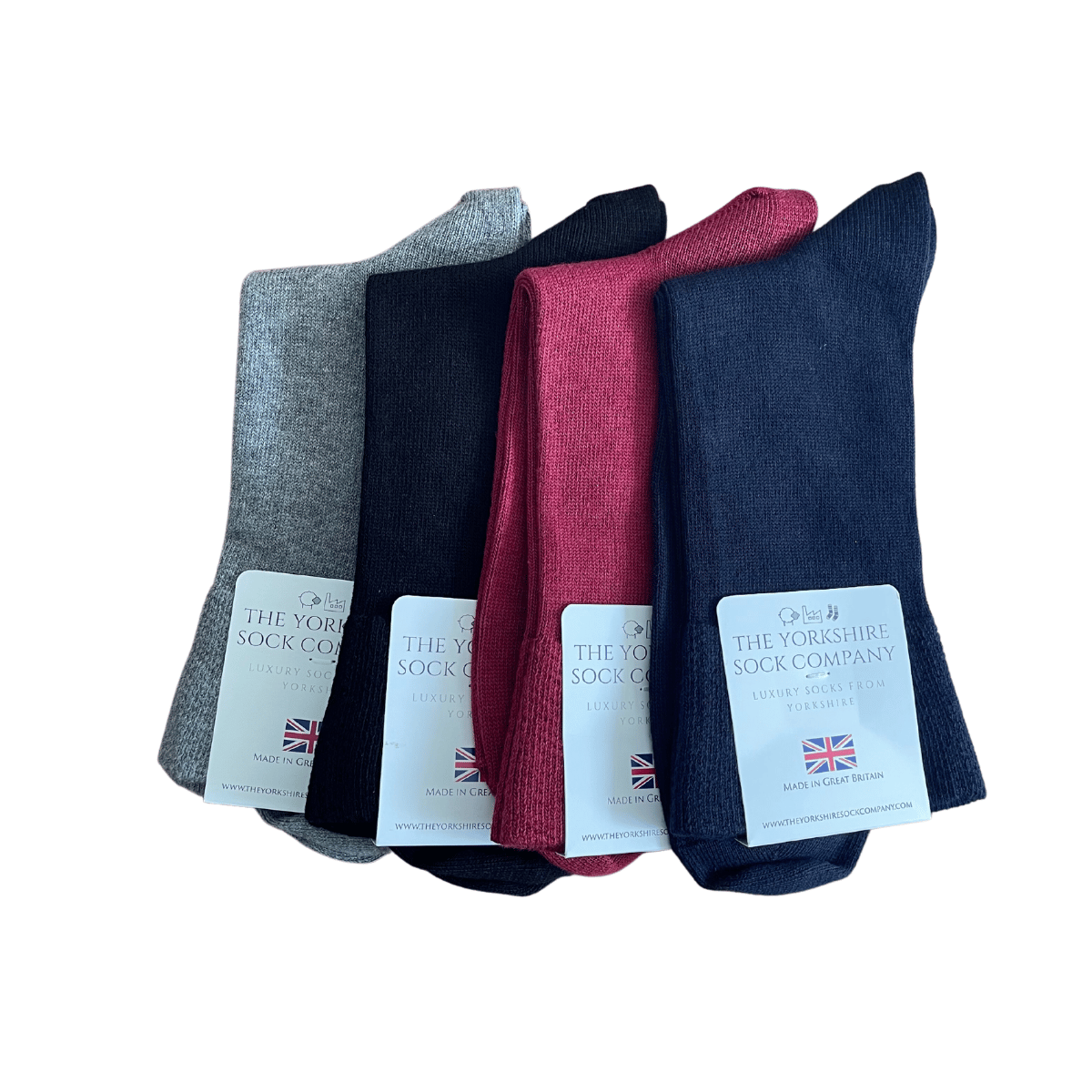 Soft Grip Cotton Socks Bundle – 4 Pair Non Elastic Comfort Socks
