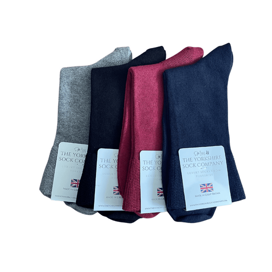 Soft Grip Cotton Socks Bundle – 4 Pair Non Elastic Comfort Socks