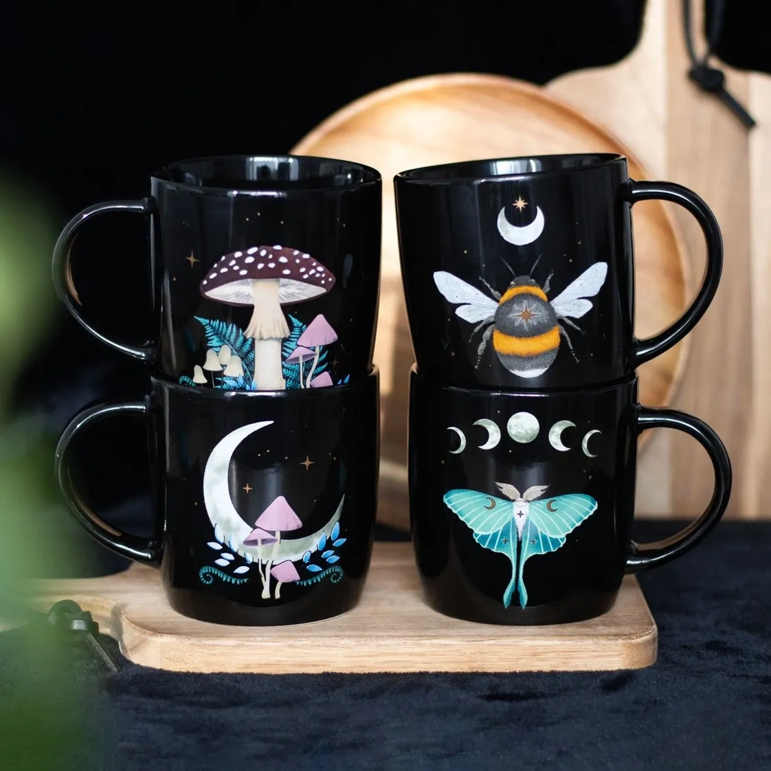 SET OF 4 DARK FOREST MUGS
