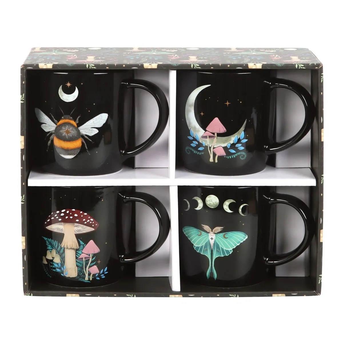 SET OF 4 DARK FOREST MUGS