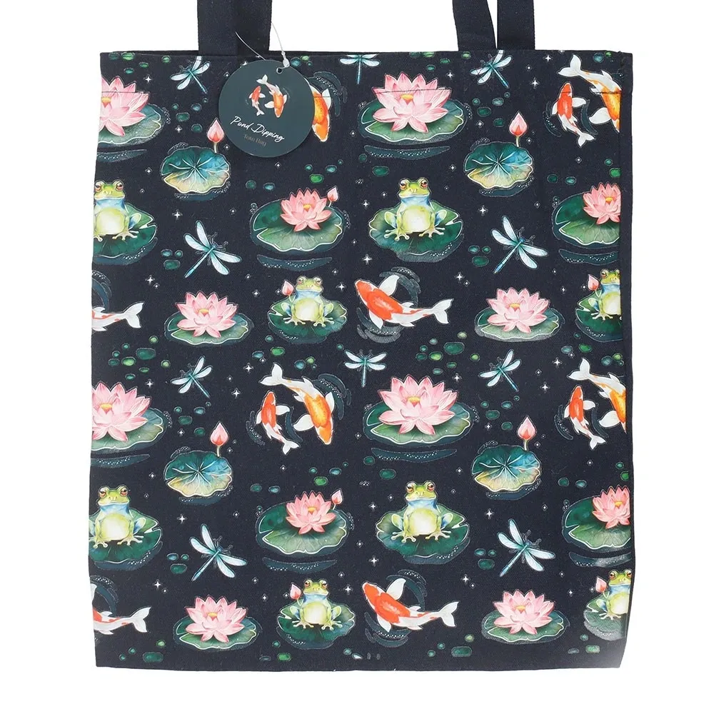POND PRINT POLYCOTTON TOTE BAG