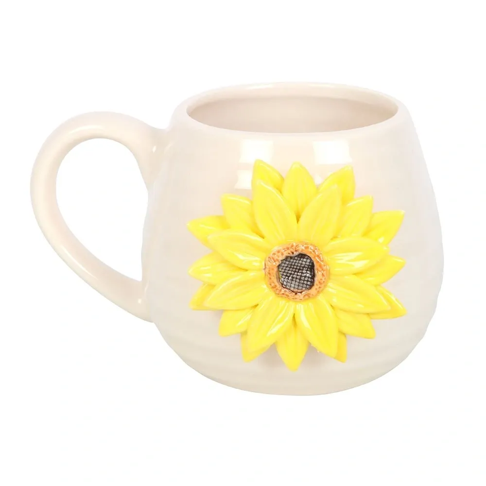 HELLO SUNSHINE ROUNDED MUG WITH 3D SUNFLOWER