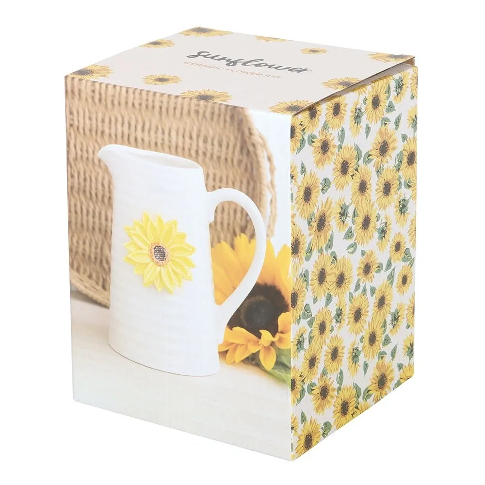 HELLO SUNSHINE CERAMIC FLOWER JUG WITH 3D SUNFLOWER