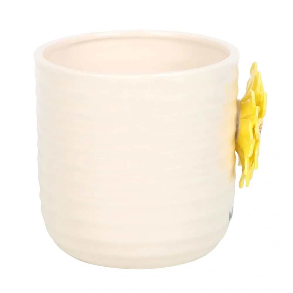 HELLO SUNSHINE PLANT POT WITH 3D SUNFLOWER