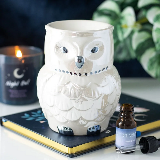 OWL SHAPED IRIDESCENT OIL BURNER AND WAX WARMER