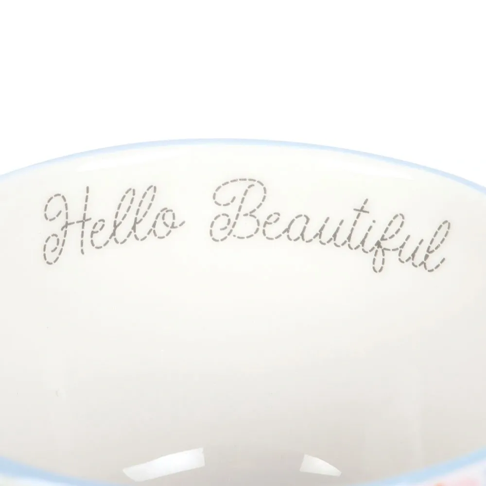 HELLO BEAUTIFUL DITSY FLORAL PRINT MUG WITH BUTTERFLY