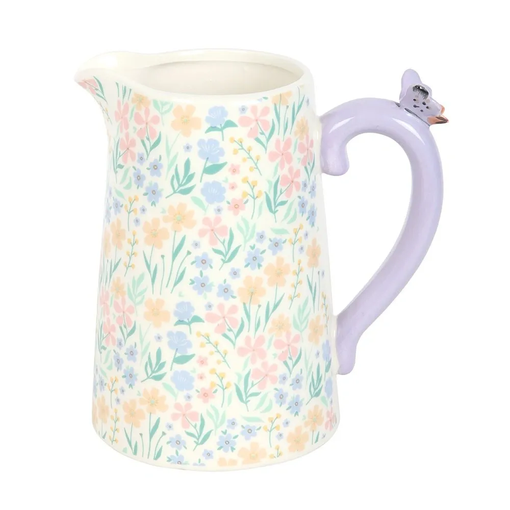 DITSY FLORAL PRINT CERAMIC FLOWER JUG WITH BUTTERFLY
