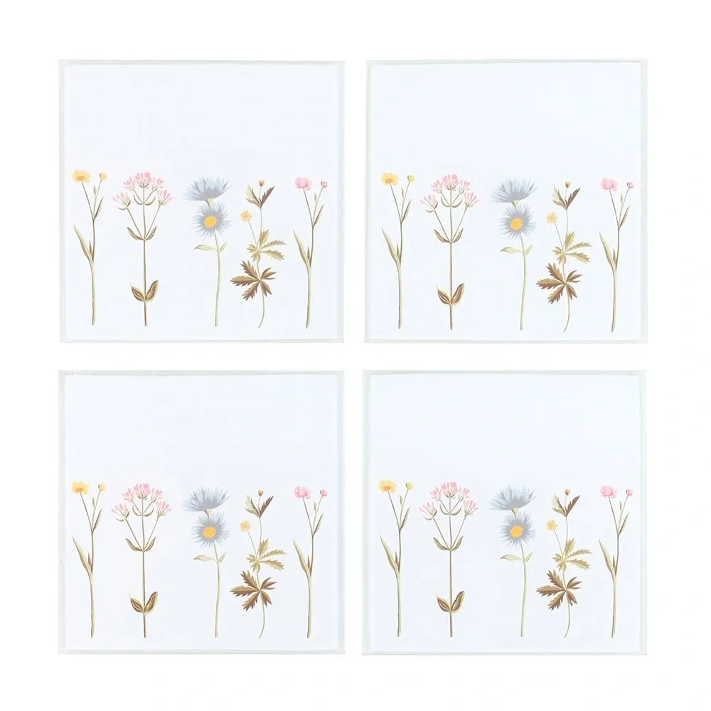 FLORAL GLASS COASTER SET