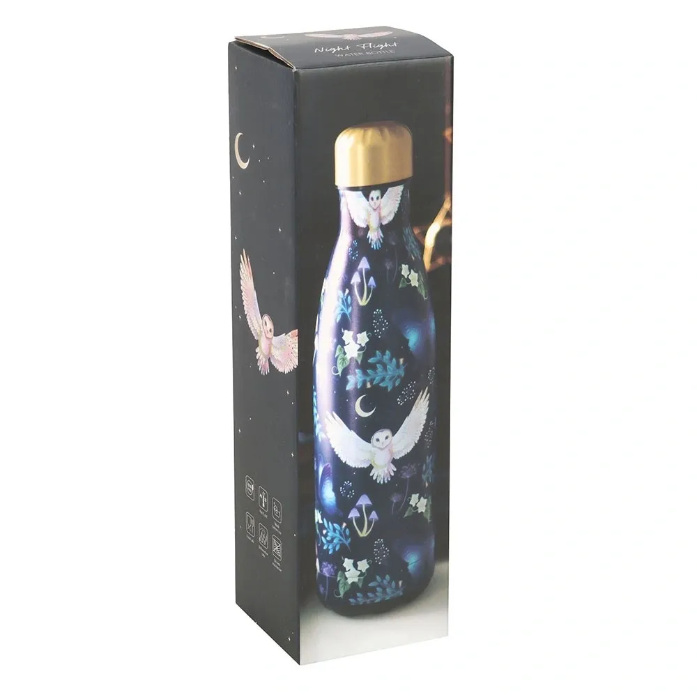 NIGHT FLIGHT OWL PRINT METAL WATER BOTTLE