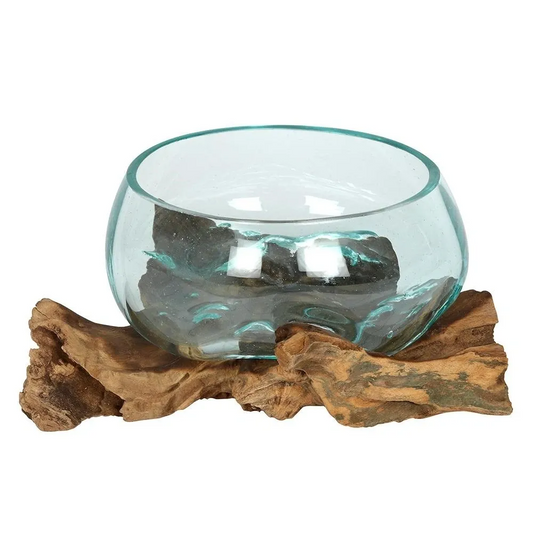 SMALL MOLTEN GLASS ON ROOT WOOD