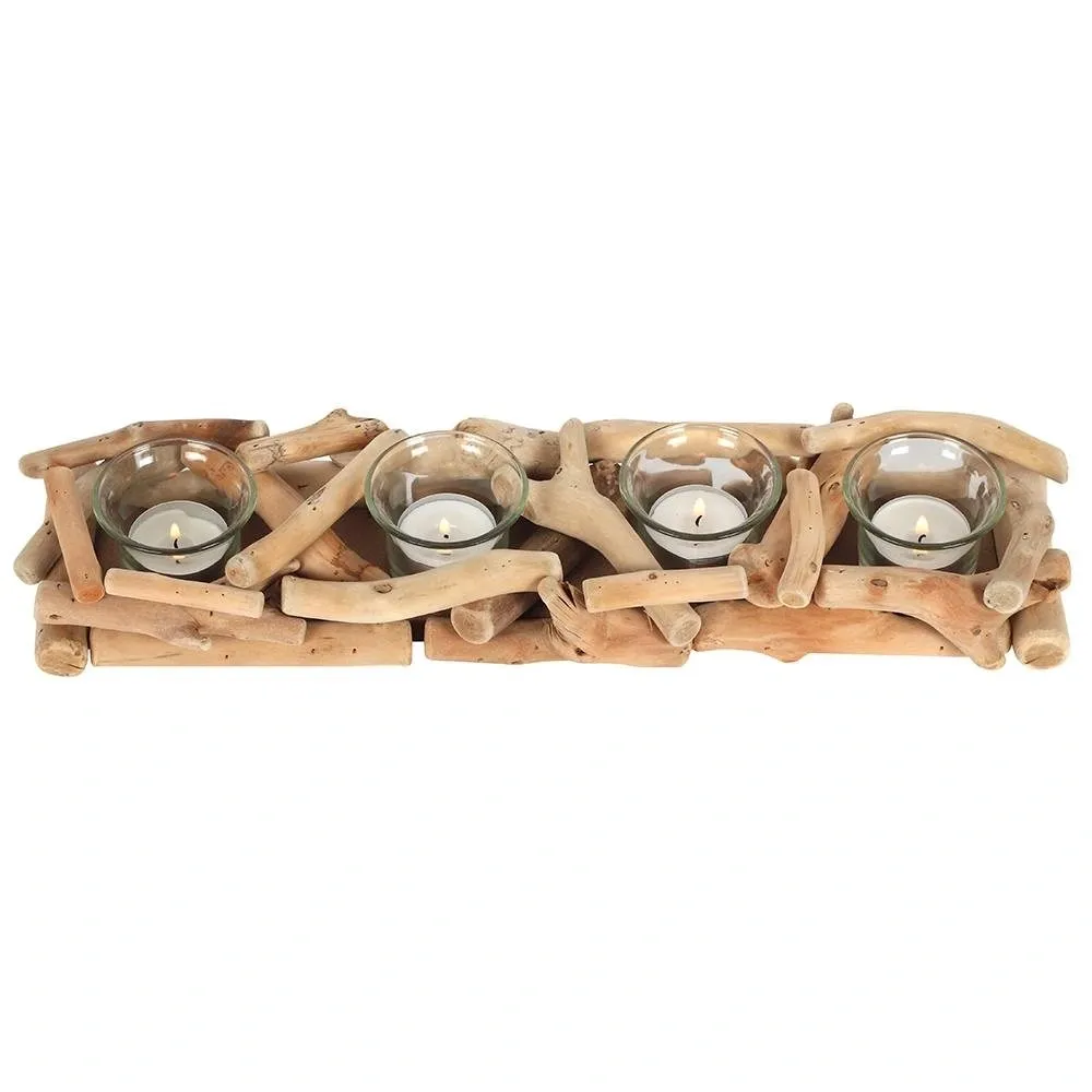 4PC DRIFTWOOD CANDLE HOLDER