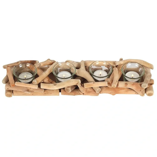 4PC DRIFTWOOD CANDLE HOLDER
