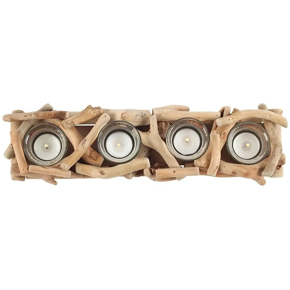 4PC DRIFTWOOD CANDLE HOLDER