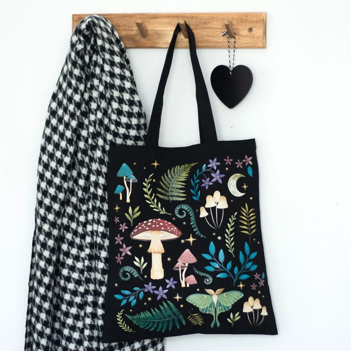 DARK FOREST PRINT POLYCOTTON TOTE BAG