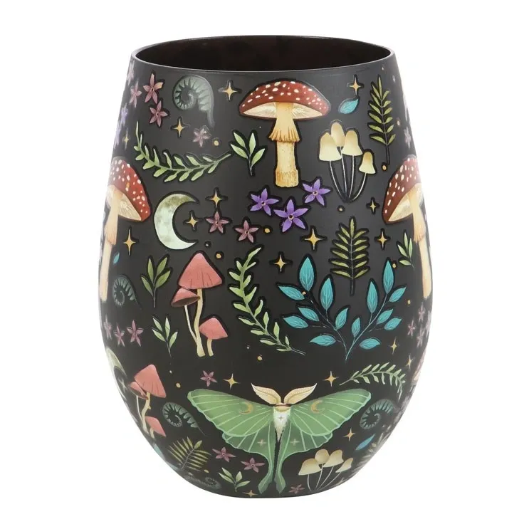 DARK FOREST PRINT STEMLESS WINE GLASS