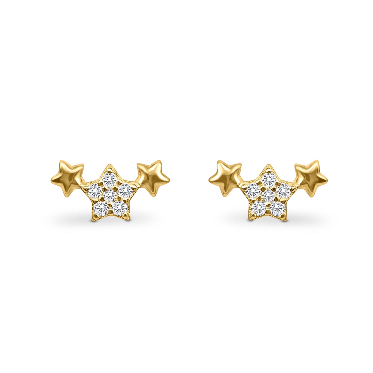 Trio of Stars Earrings in Gold by Vianne Jewellery