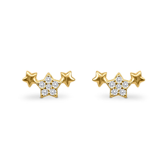 Trio of Stars Earrings in Gold by Vianne Jewellery