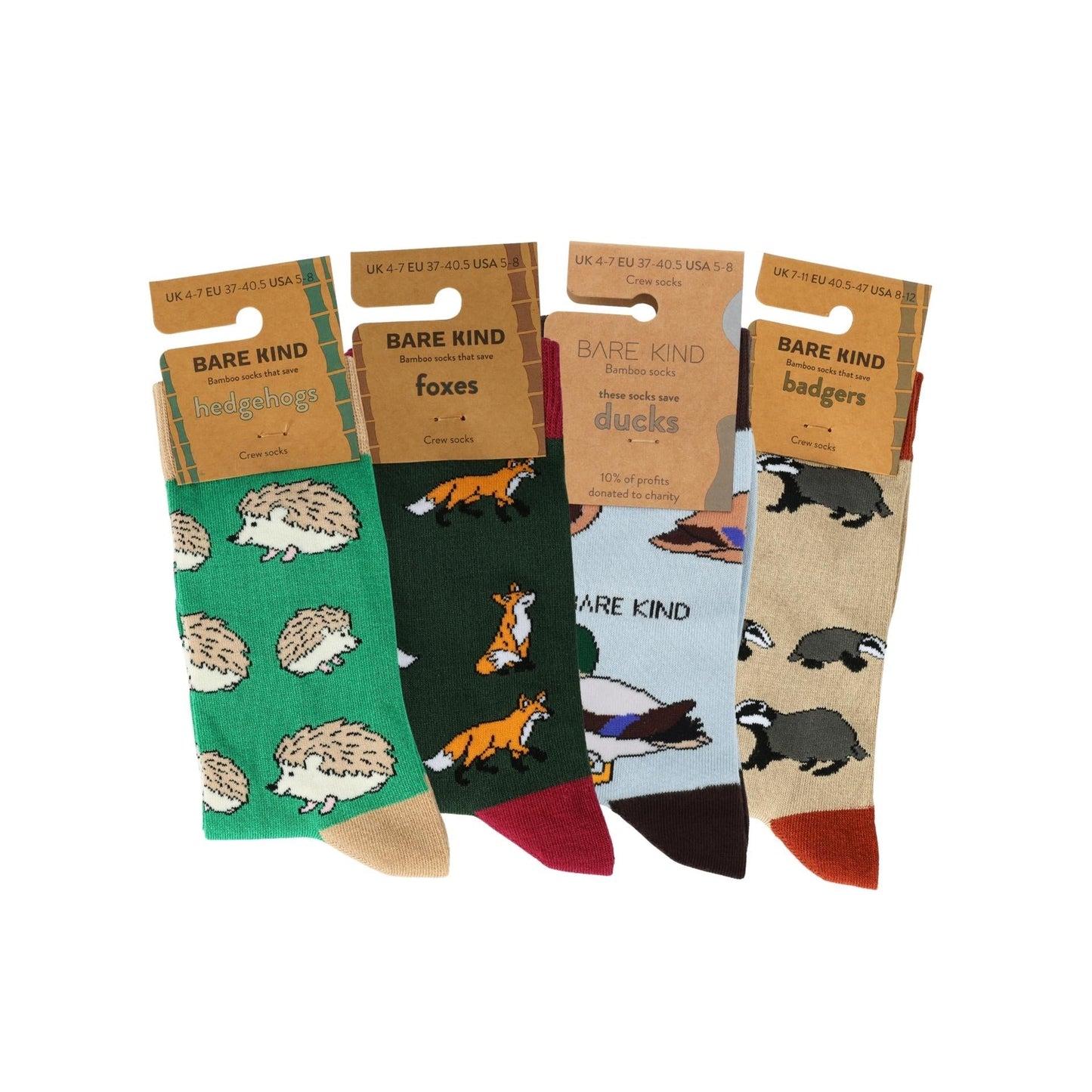 Bare Kind UK Wildlife Bundle of 4 Bamboo Sock Set