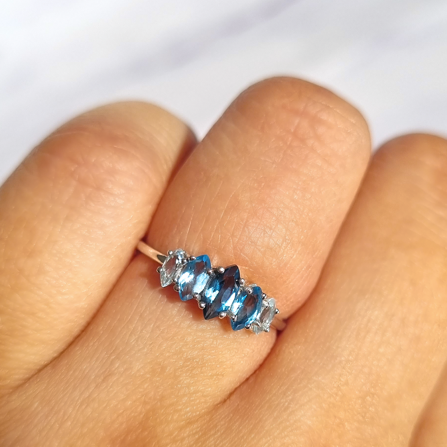 Ombre Blue Topaz Ring in Sterling Silver by Vianne Jewellery
