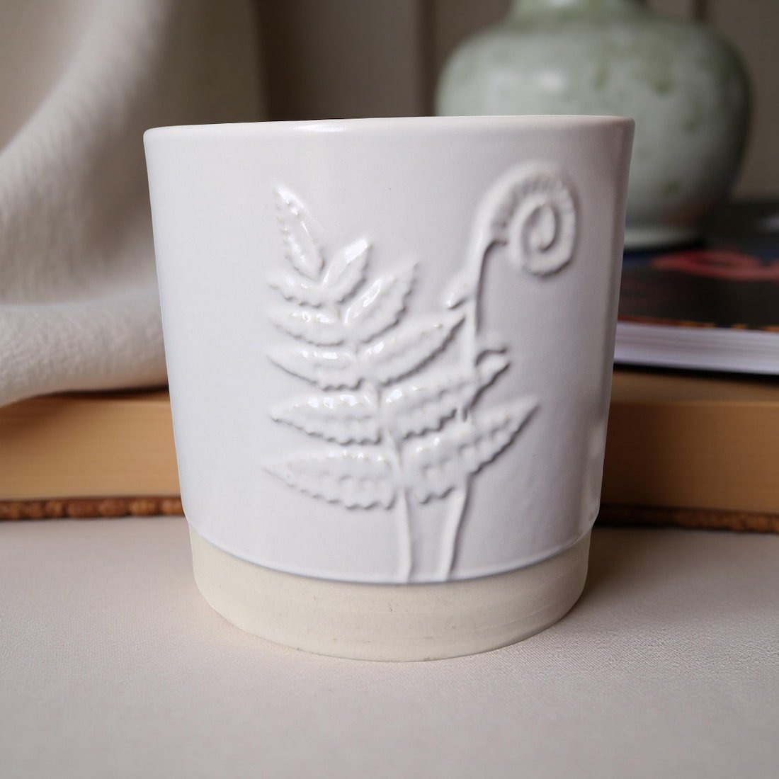 Ralph's Orchard 3-Wick Candle in White Ceramic Fern Pot