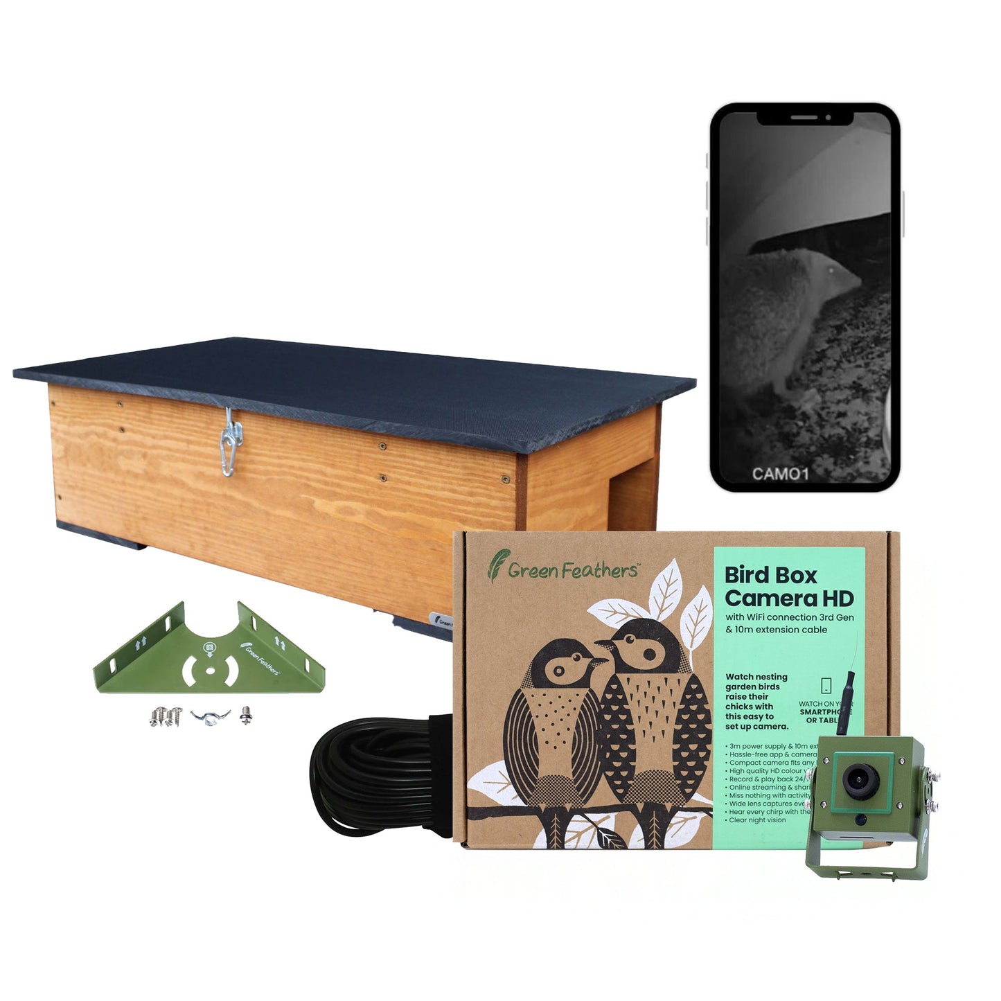 Green Feathers WiFi Hedgehog Box HD Camera Pack