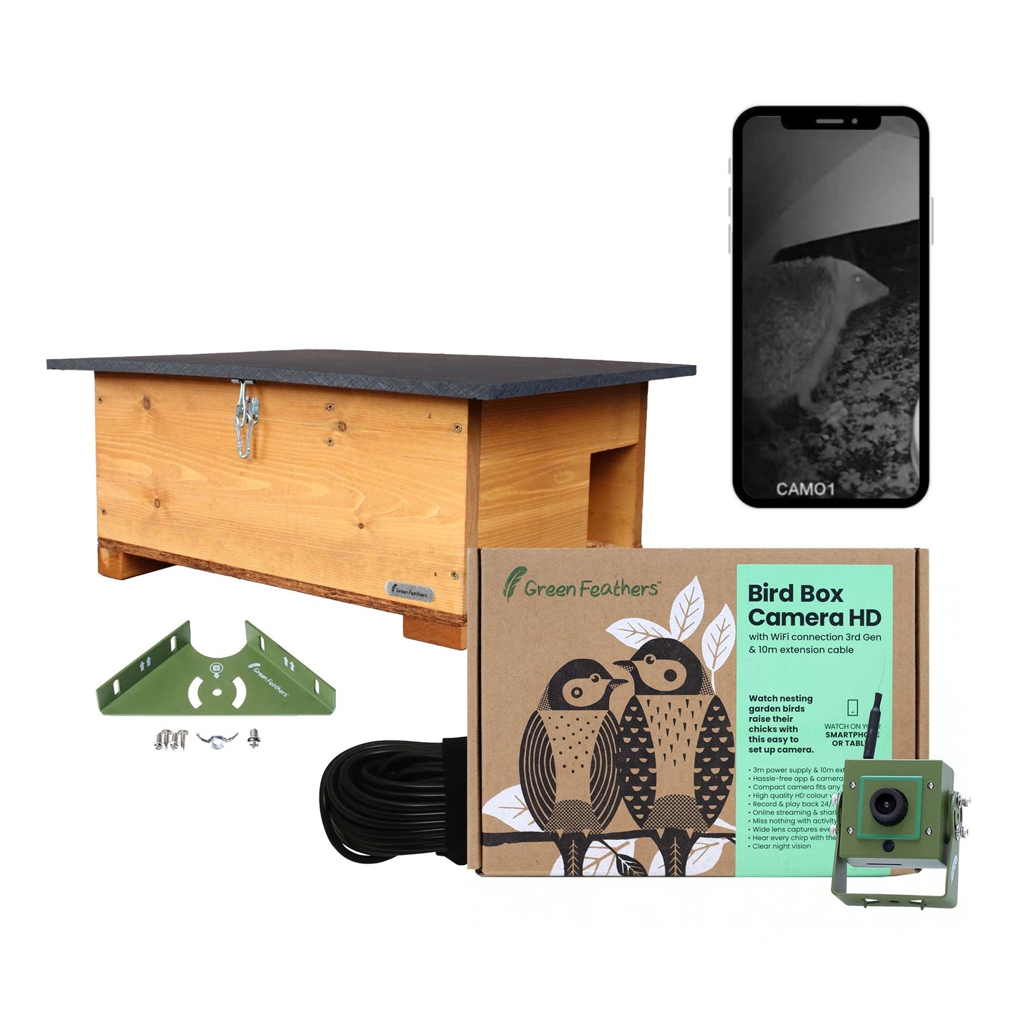Green Feathers WiFi Hedgehog Box HD Camera Pack