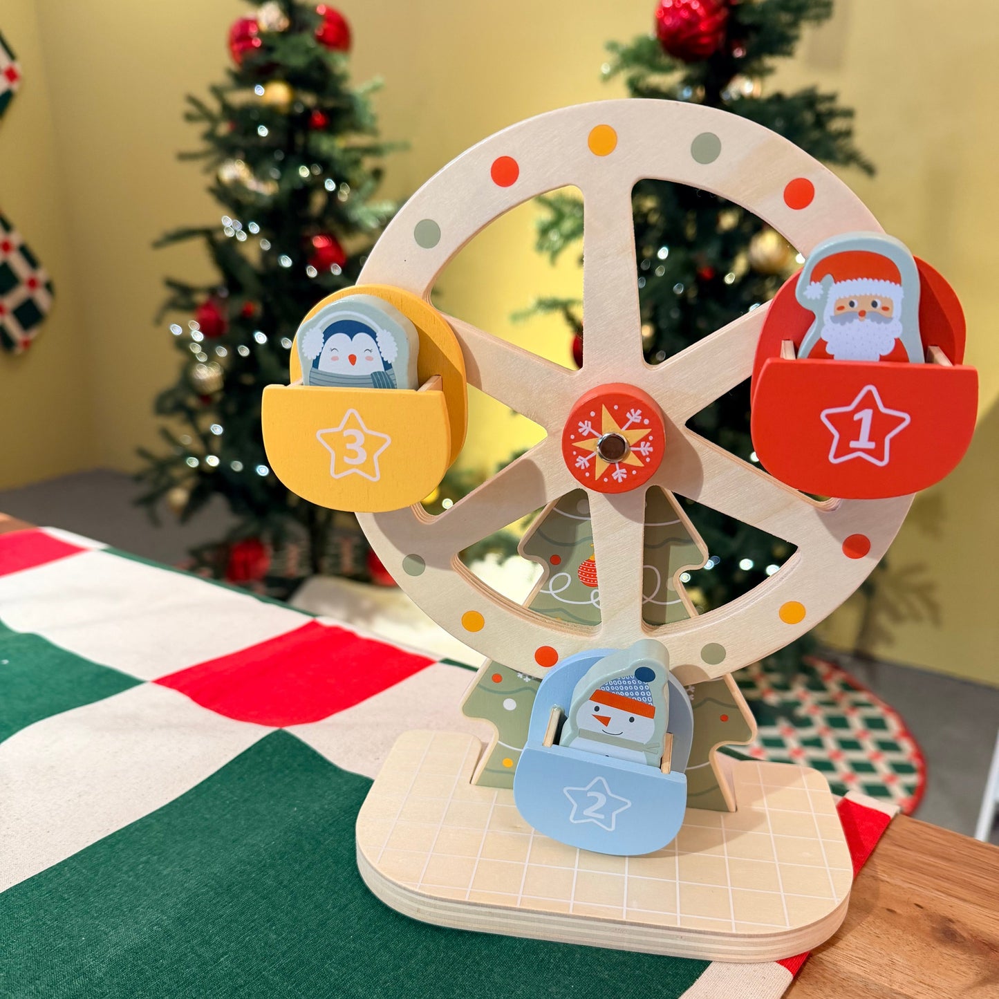 Wooden Christmas Ferris Wheel Tree & Friends