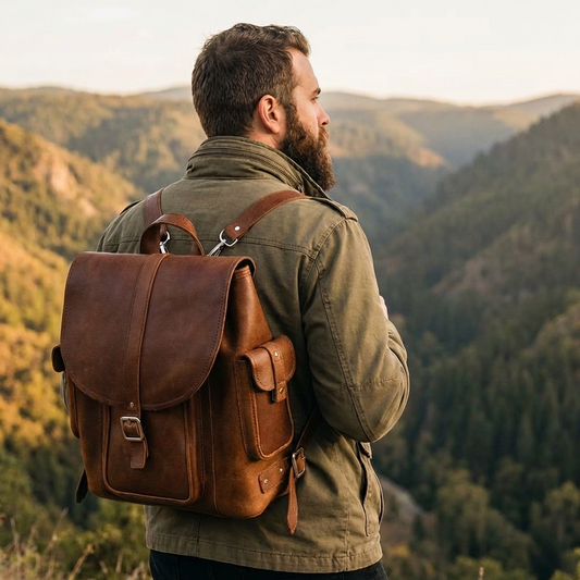 Men’s Tan Leather Backpack Handmade in England by Zatchels