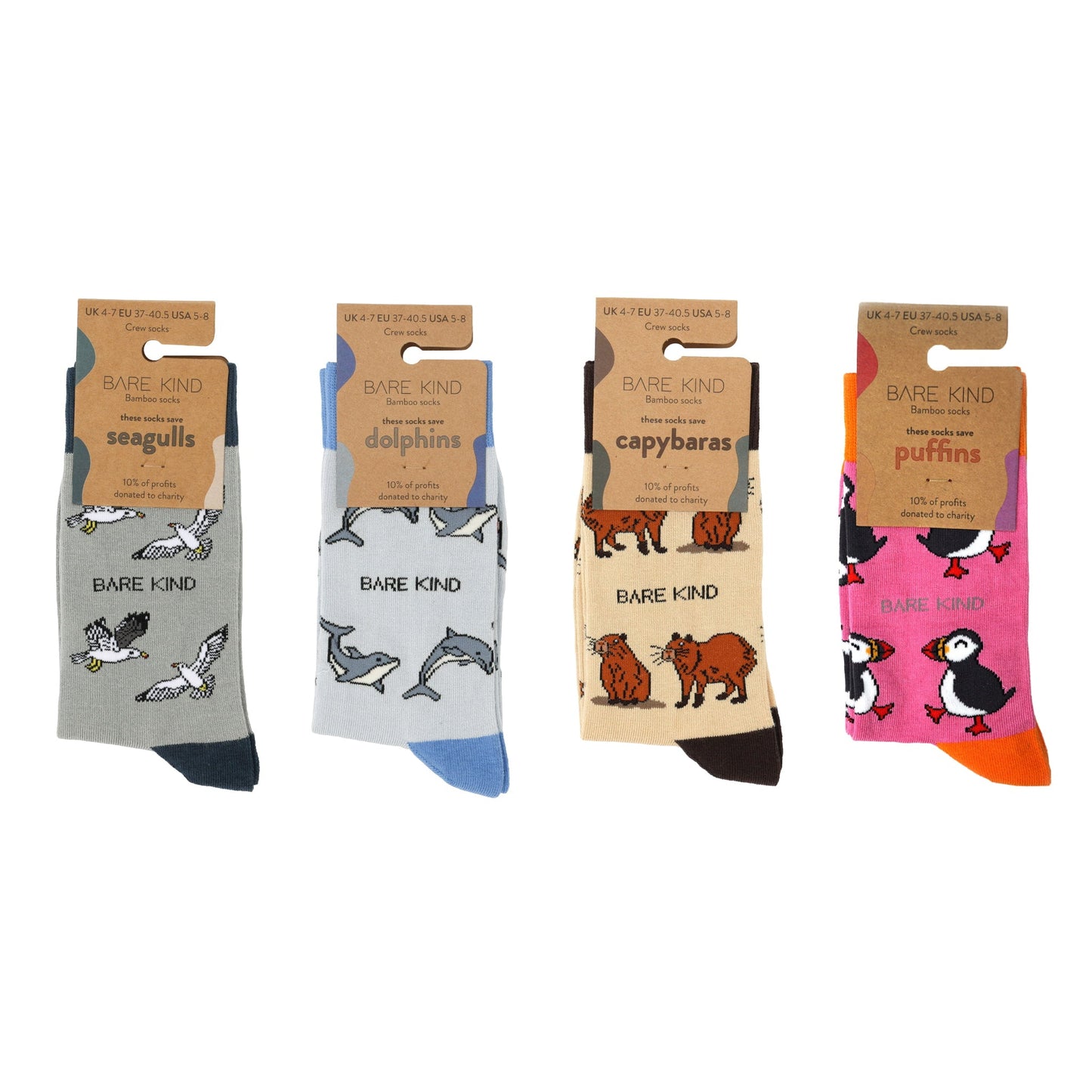 Bare Kind Animal Antics 4 Pack Bamboo Sock Set
