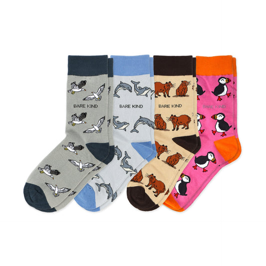 Bare Kind Animal Antics 4 Pack Bamboo Sock Set