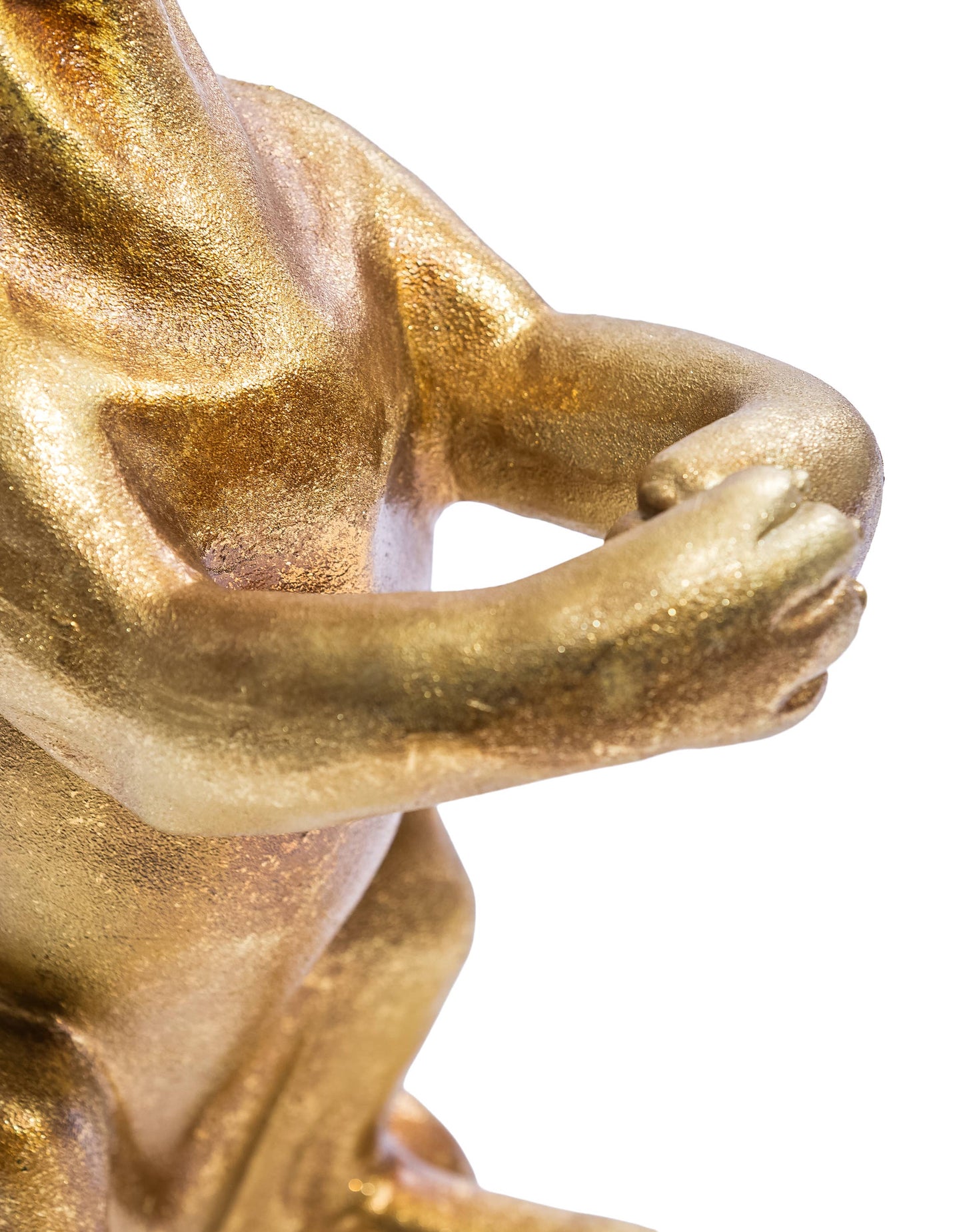 Antique Gold Helpful Hound Umbrella Stand close-up showing the dog's paws positioned to hold umbrellas

