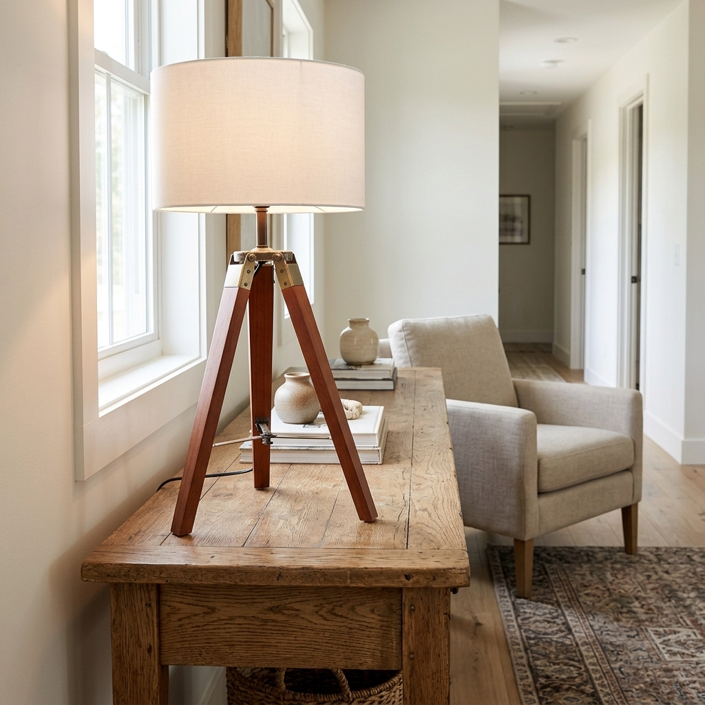 Malvern Tripod Table Lamp with Brown Base