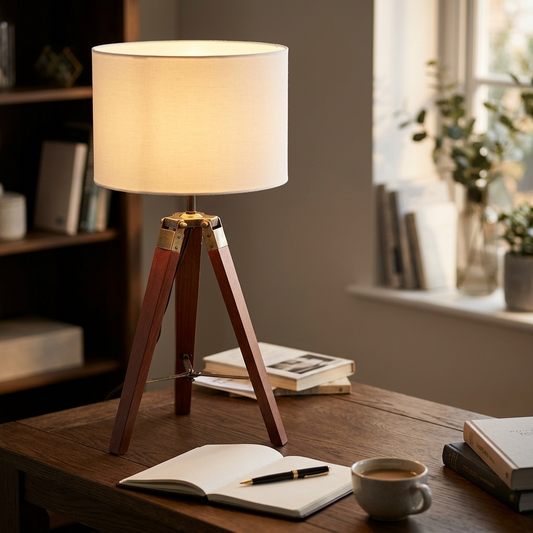 Malvern Tripod Table Lamp with Brown Base